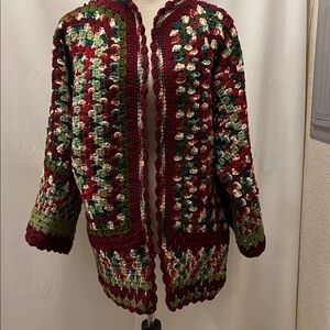 Multicolor Crochet Open-Front Sweater